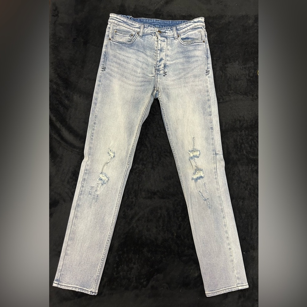 Ksubi Men's Light Blue Distressed Skinny Jeans